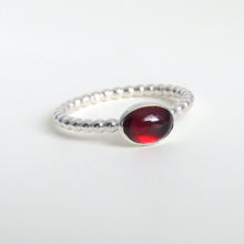 Oval Garnet Ring Sterling Silver Red Gemstone Solitaire January Birthstone Ring