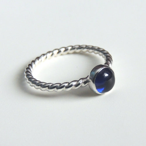 Lab Created Sapphire Ring Sterling Silver Blue Gemstone Solitaire September Birthstone Ring