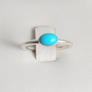 Oval Turquoise Ring Sterling Silver Sleeping Beauty Turquoise Gemstone Solitaire Ring