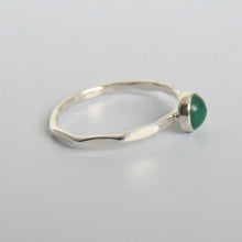 Green Onyx Ring Sterling Silver Stacking Ring Bezel Set