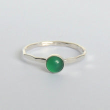 Green Onyx Ring Sterling Silver Stacking Ring Bezel Set