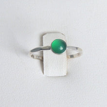 Green Onyx Ring Sterling Silver Stacking Ring Bezel Set