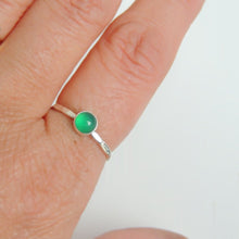 Green Onyx Ring Sterling Silver Stacking Ring Bezel Set